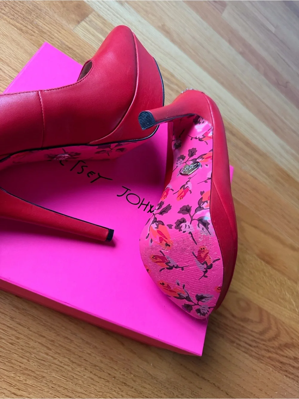 Betsey Johnson Red Stud-Back Stiletto Pumps